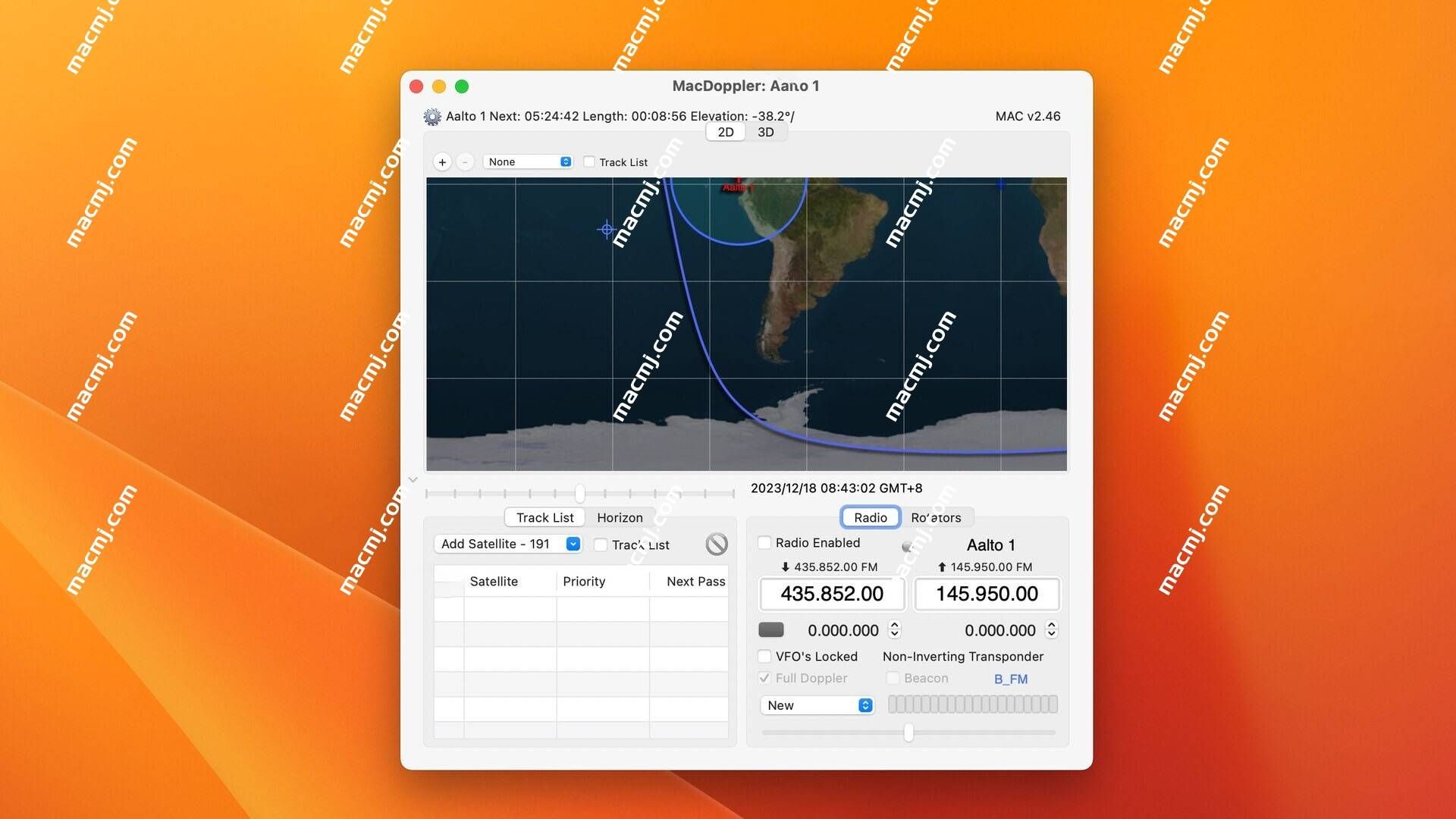 MacDoppler for mac(业余无线电卫星追踪软件)