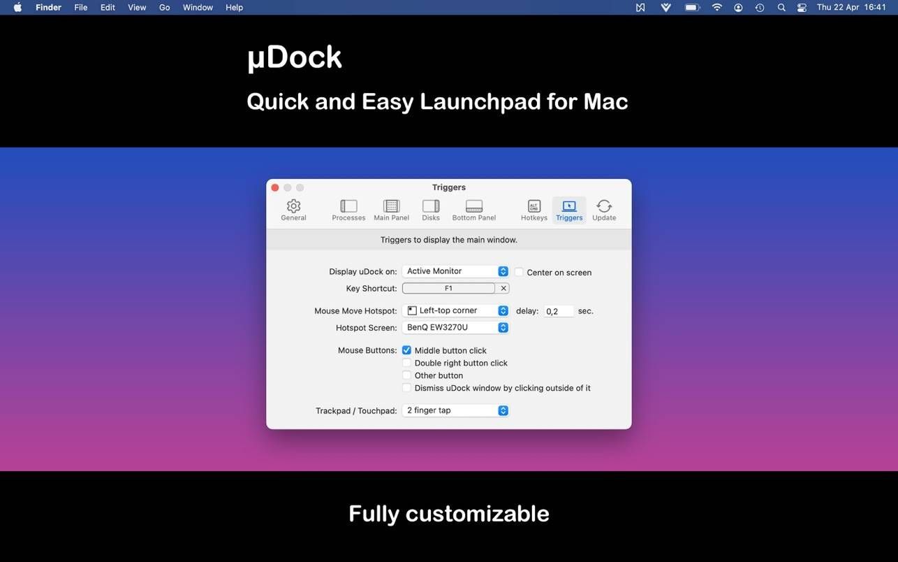 uDock for mac &#8211; Dock栏快速启动工具