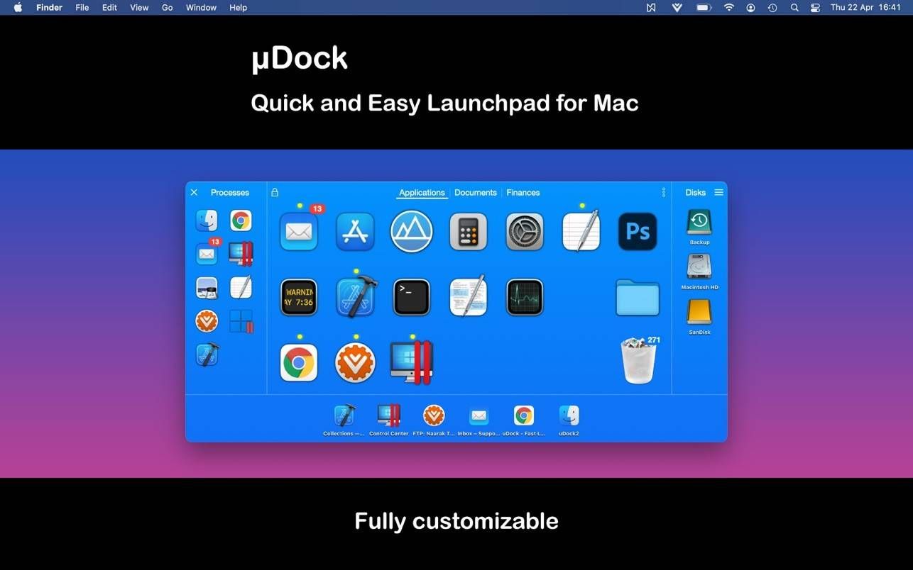 uDock for mac &#8211; Dock栏快速启动工具