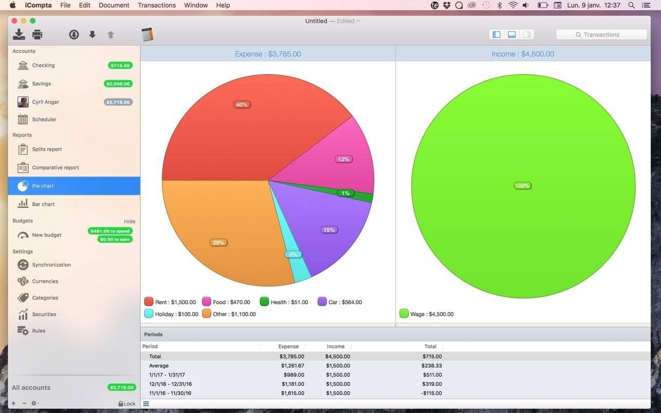 iCompta for mac 个人财务管理应用程序