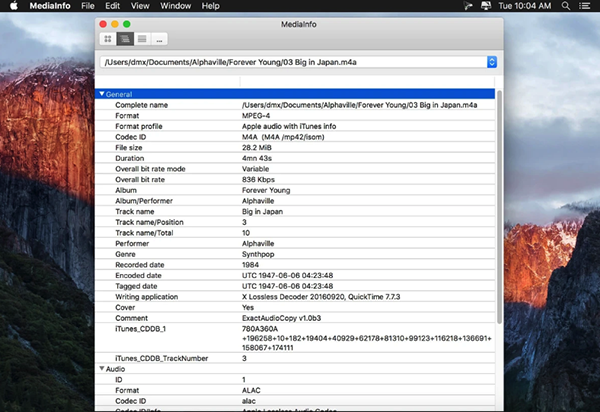 MediaInfo for mac &#8211; 音视频信息提取工具