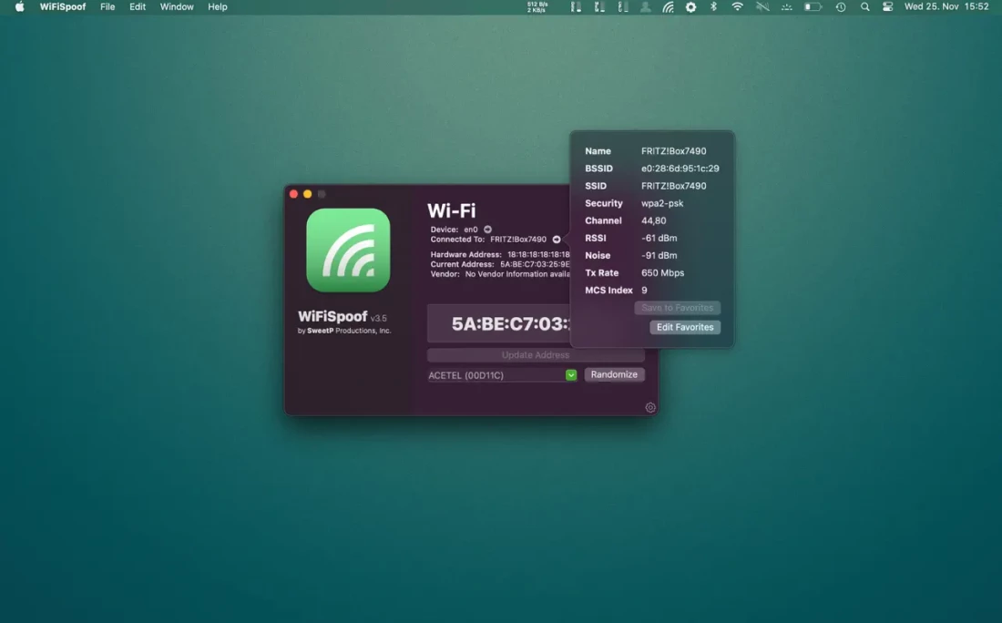 WiFiSpoof for Mac(wifi地址修改工具)