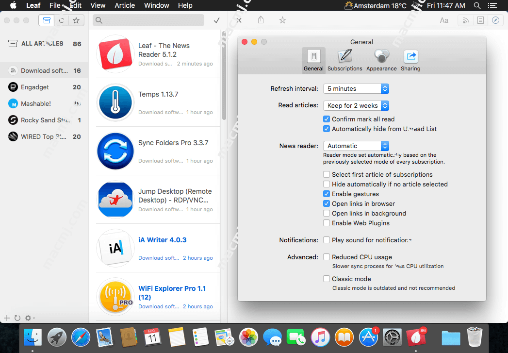 Leaf for Mac(好用的rss阅读器) v5.2.4激活版